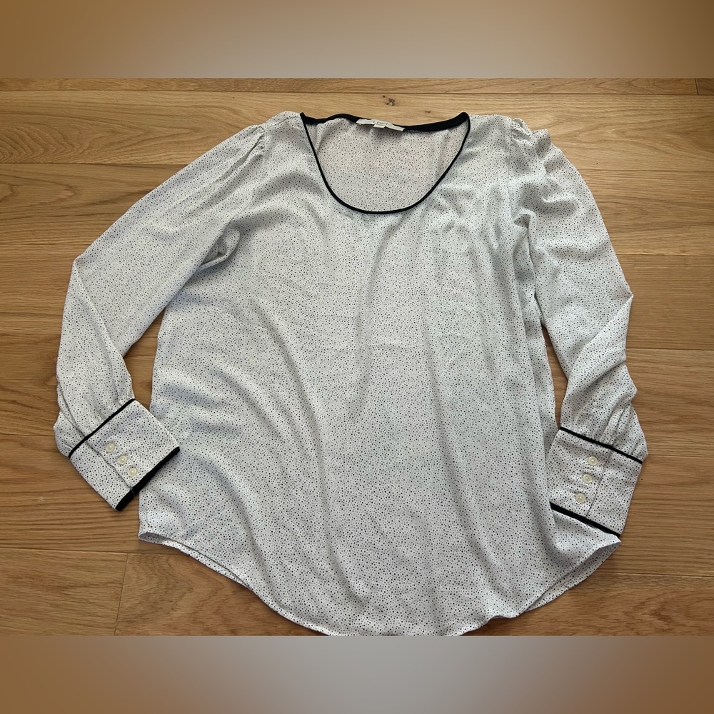 LOF T White Blouse with Black Polka Dots Medium M Women’s Top